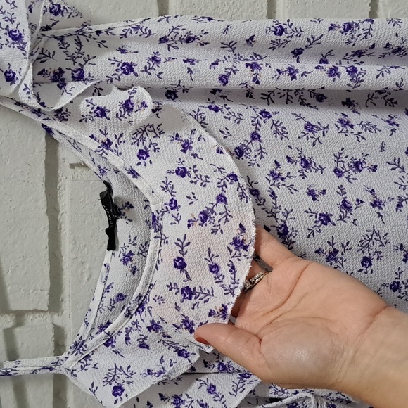 Forever 21 Purple Floral Cold Shoulder Maxi Dress. Size Medium NWT - Picture 4 of 10